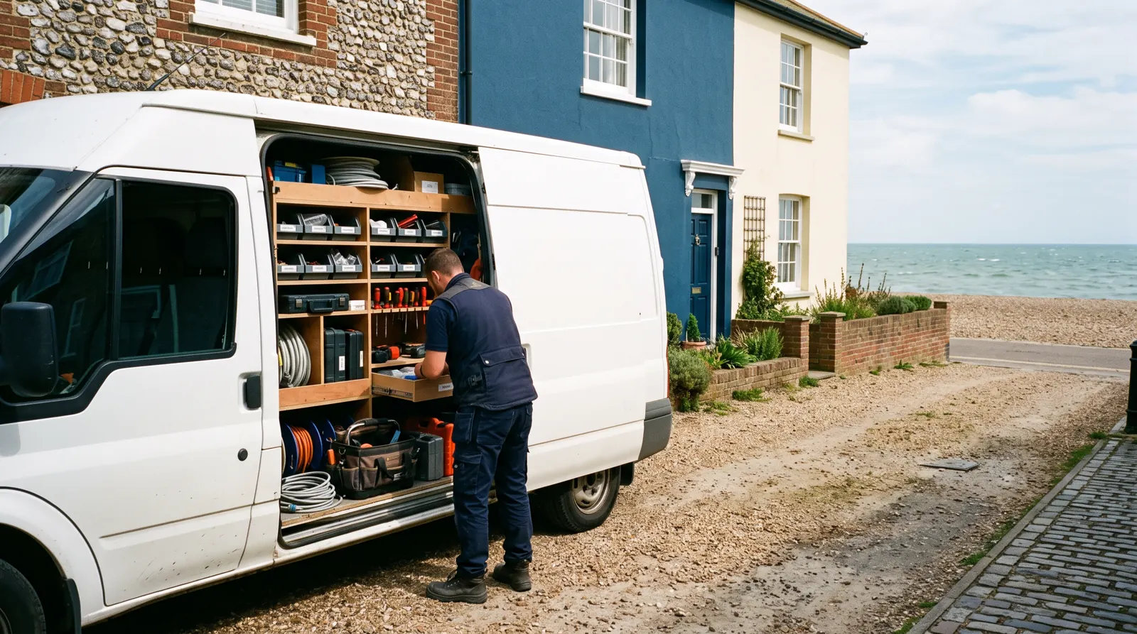 Electrician arriving at a home in Deal